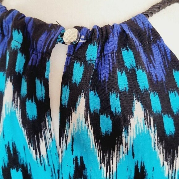 Fifth & Park Blue Chevron Halter Knee-Length Shift Dress Size Small - Picture 4 of 6